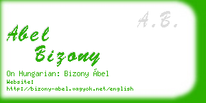 abel bizony business card